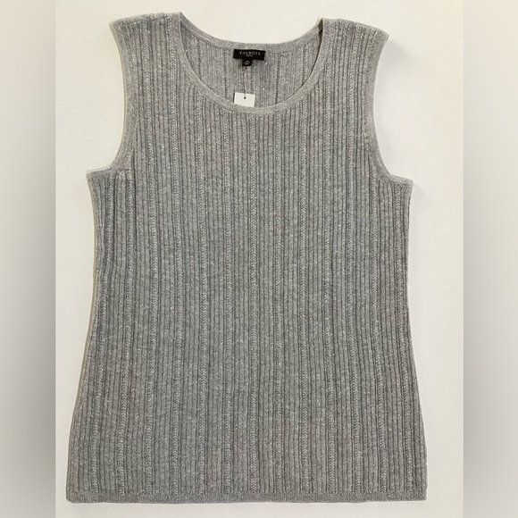 Talbots Silver Metallic light Gray Ribbed Sleeveless Sweater Sz PM - Picture 1 of 8